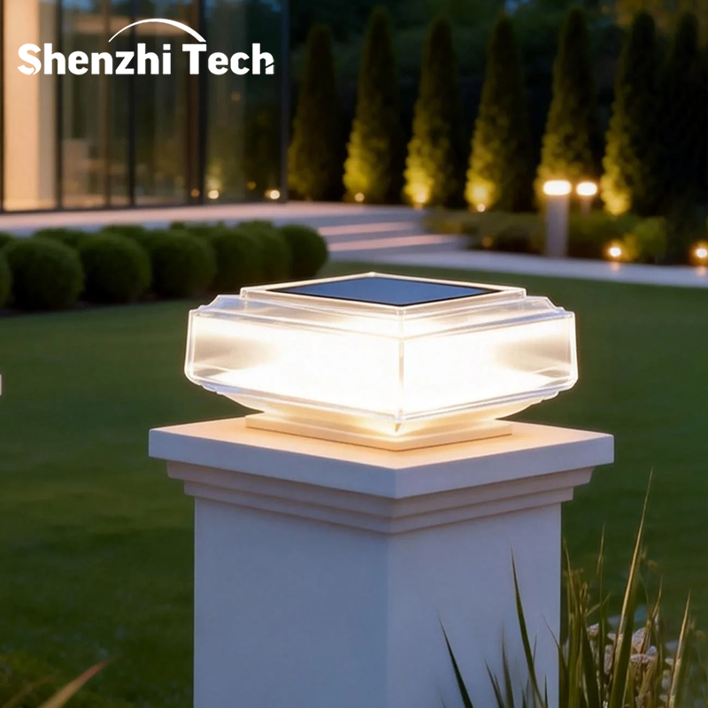 Outdoor Lighting On Fence - Lampes solaires modernes transparentes pour poteaux,