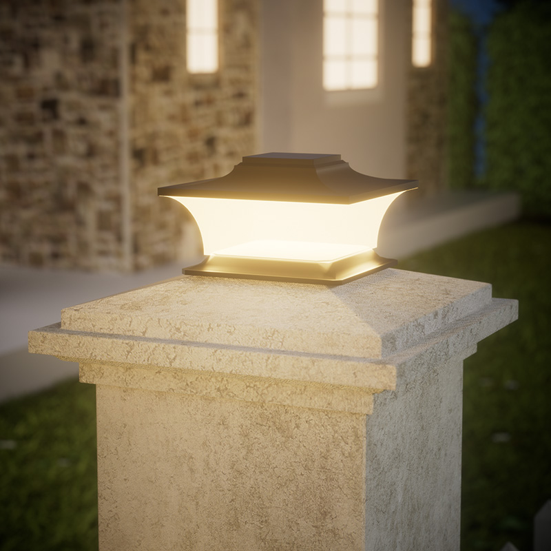 Outdoor Lighting On Fence - Post lumineux solaire avec marche/arrêt automatique,