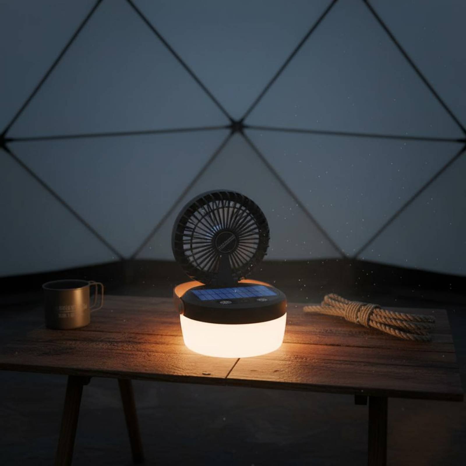 Outdoor Lighting Design - Ventilateur solaire de camping, lanterne pliable,